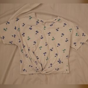 Tropical Print Knot Front Tee